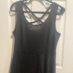 H&M Cross Back Polka Dot Tank Dress, Black & White, US Size L